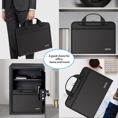 ENGPOW 5200°F Fireproof Accordion File Organizer with Handle: 13 Pockets (Black)