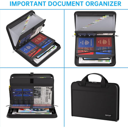 ENGPOW 2200°F Fireproof Accordion File Organizer with Handle: 13 Pockets (Black)