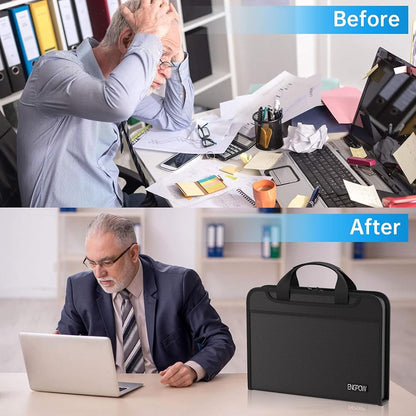 ENGPOW 5200°F Fireproof Accordion File Organizer with Handle: 13 Pockets (Black)