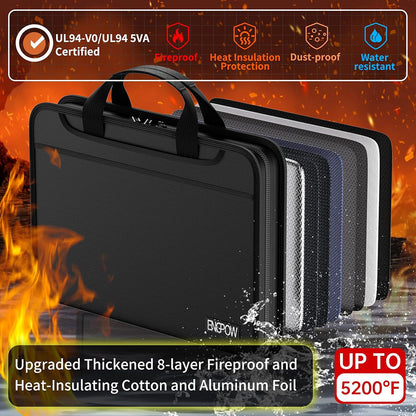 ENGPOW 5200°F Fireproof Accordion File Organizer with Handle: 13 Pockets (Black)