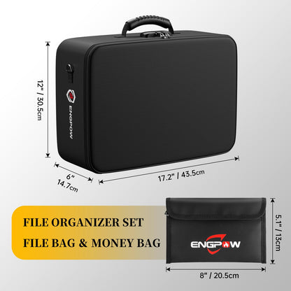 ENGPOW 600°F Fireproof Document Bag with Lock, Upgraded Insulated Fireproof and Waterproof Box 8-Layer Document Storage Bag, Portable Home Travel Safe Storage of Important Documents, Documents, Laptops