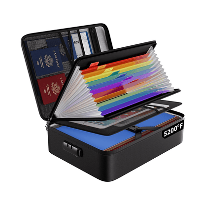 ENGPOW 5200°F Fireproof Document Organizer Bag with Lock: 13 Rainbow Pockets
