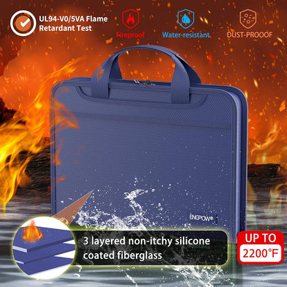 ENGPOW 2200°F Fireproof Accordion File Organizer with Handle: 13 Pockets (Blue)