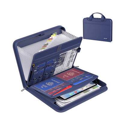 ENGPOW 2200°F Fireproof Accordion File Organizer with Handle: 13 Pockets (Blue)