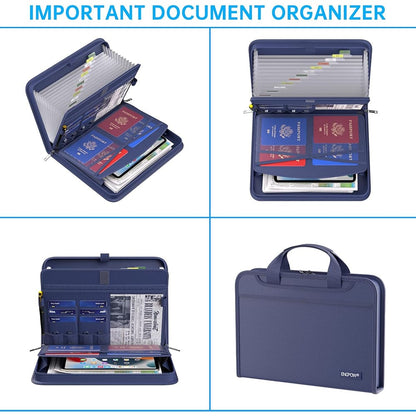 ENGPOW 2200°F Fireproof Accordion File Organizer with Handle: 13 Pockets (Blue)