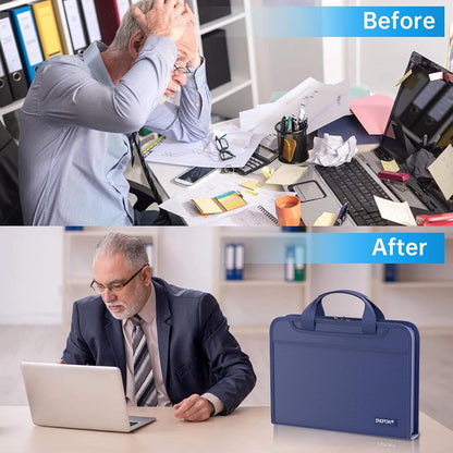 ENGPOW 2200°F Fireproof Accordion File Organizer with Handle: 13 Pockets (Blue)