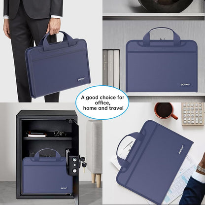 ENGPOW 2200°F Fireproof Accordion File Organizer with Handle: 13 Pockets (Blue)