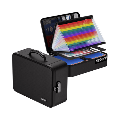 ENGPOW 5200°F Fireproof Document Box with Lock: 25 Colorful File Organizer