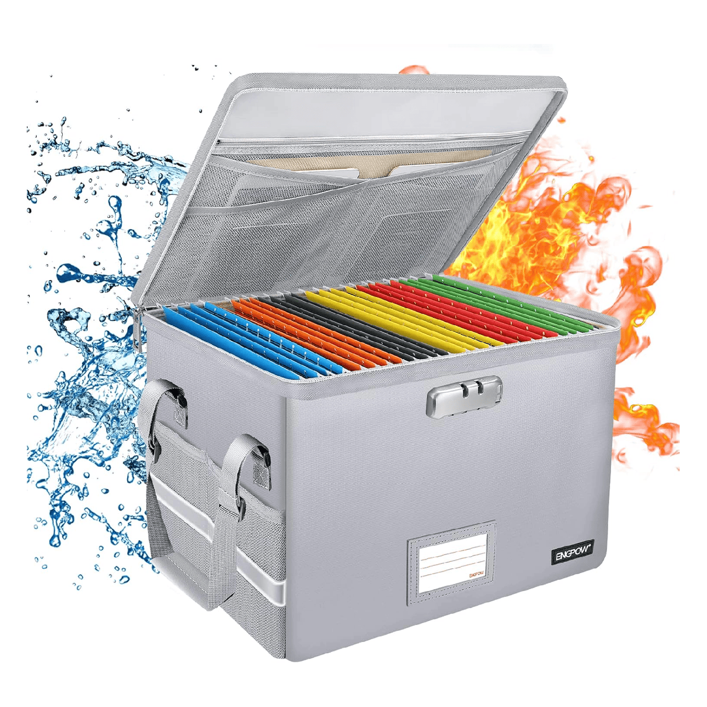 ENGPOW Fireproof & Water‑Resistant Collapsible Document Box with Lock