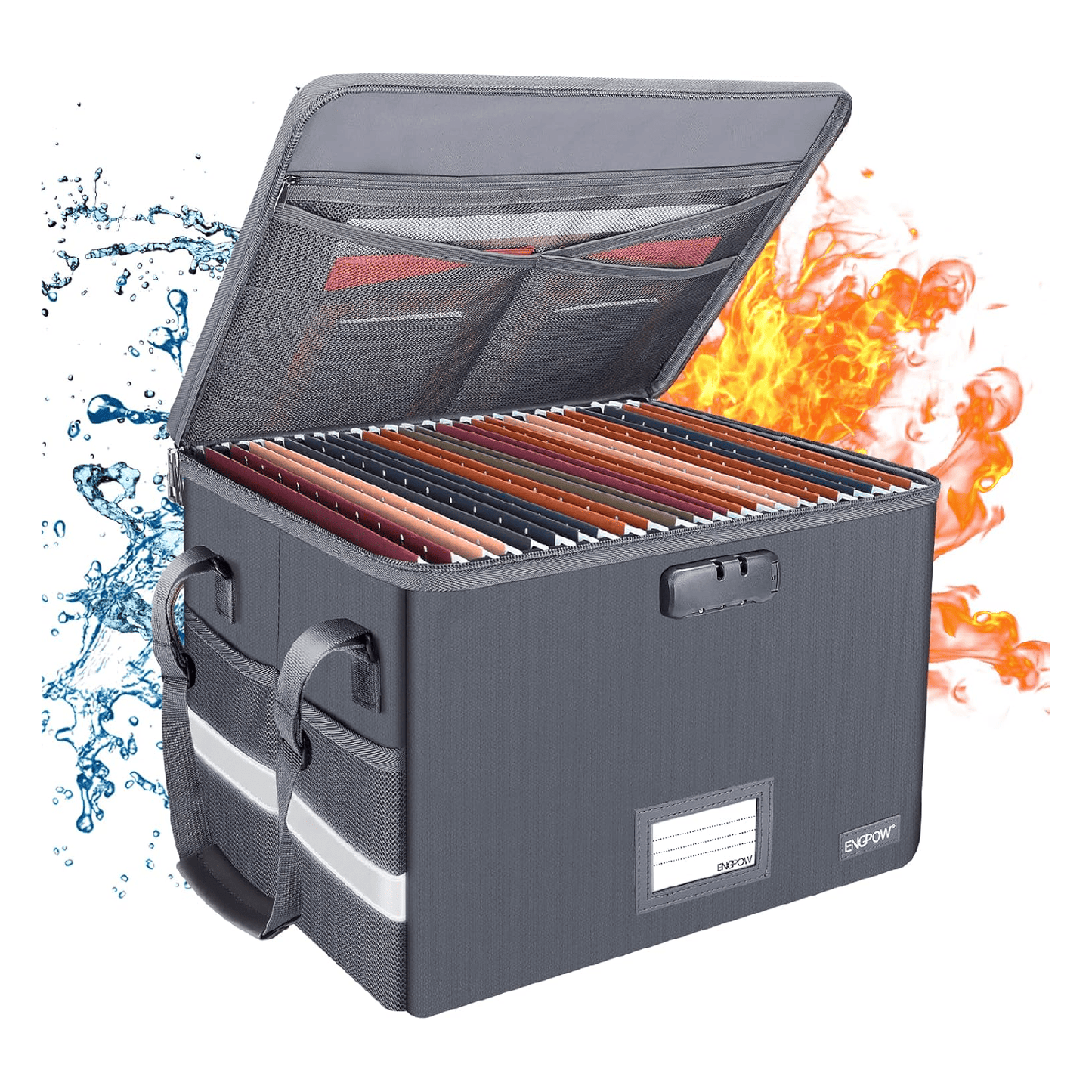 ENGPOW Fireproof & Water‑Resistant Collapsible Document Box with Lock
