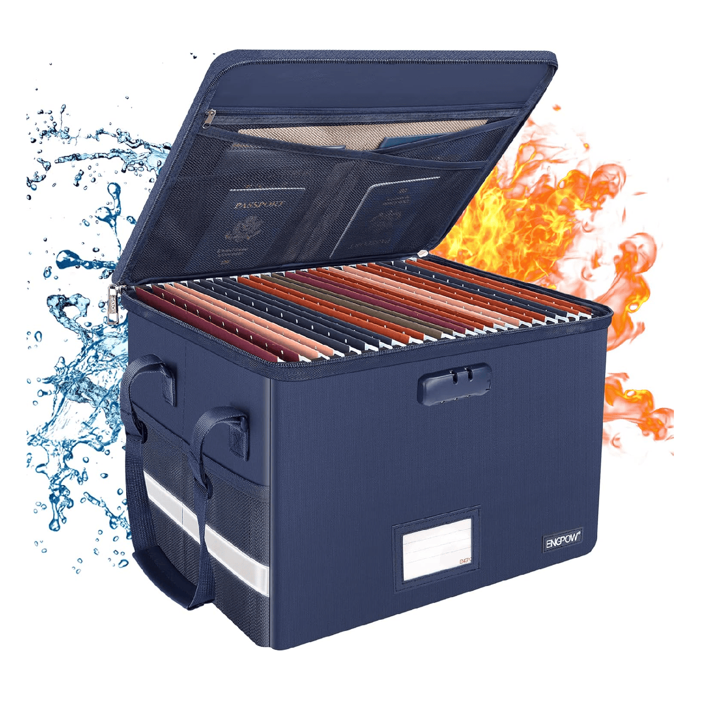 ENGPOW Fireproof & Water‑Resistant Collapsible Document Box with Lock