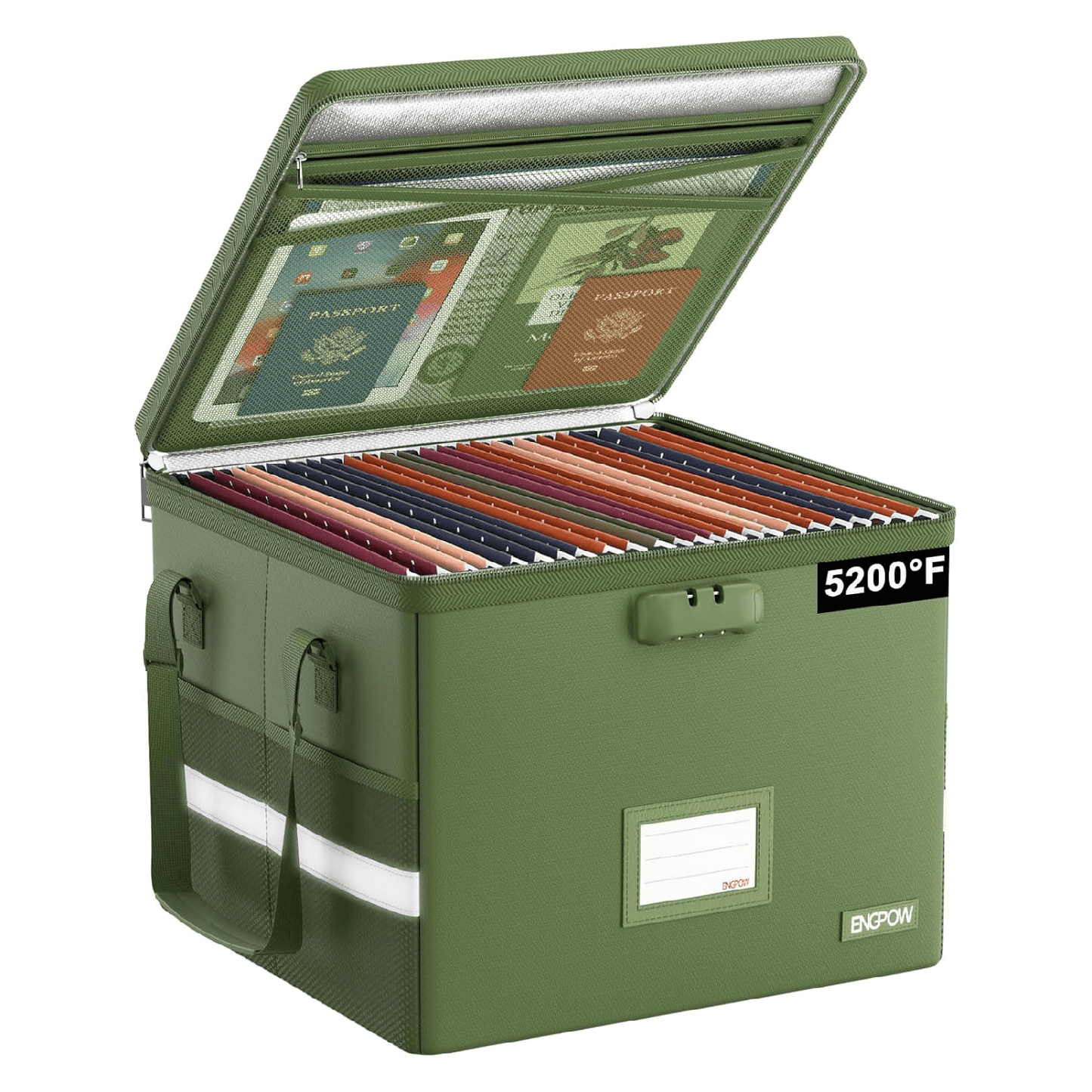 ENGPOW Fireproof & Water‑Resistant Collapsible Document Box with Lock