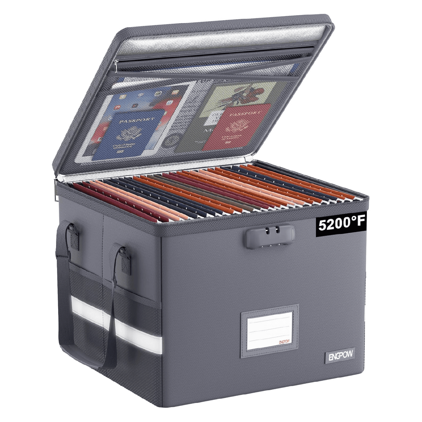 ENGPOW Fireproof & Water‑Resistant Collapsible Document Box with Lock