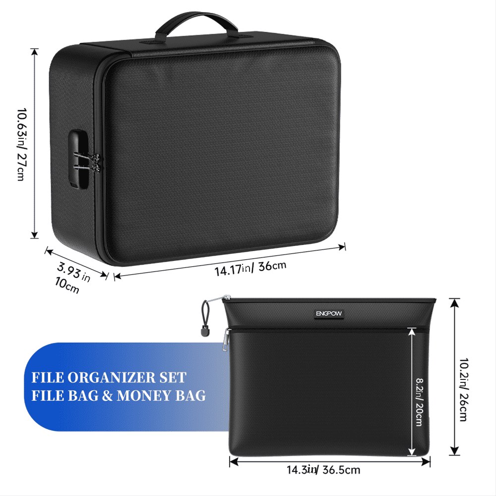 ENGPOW Fireproof Document Bag Set Portable Home Travel File Storage Pouch