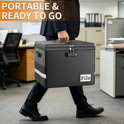ENGPOW Fireproof Document Box with Lock & Accordion File Folder