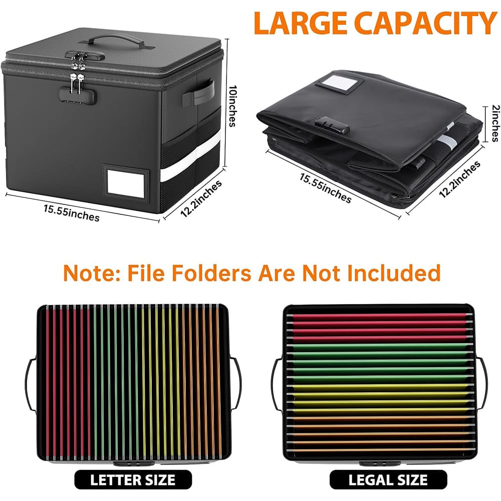 ENGPOW Fireproof Document Box with Lock & Accordion File Folder