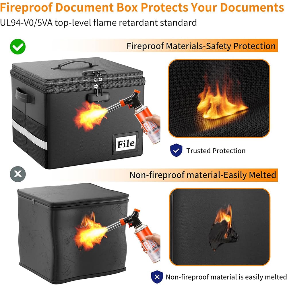 ENGPOW Fireproof Document Box with Lock & Accordion File Folder