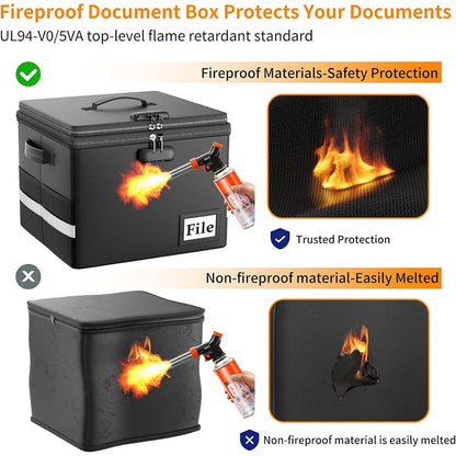 ENGPOW Fireproof Document Box with Lock & Accordion File Folder