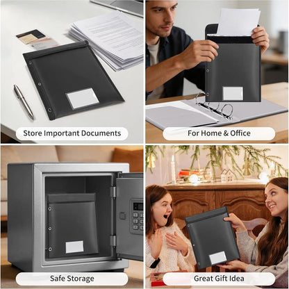 ENGPOW 5200°F Fireproof 3-Ring Binder Pockets: Letter Size Organizer (Black)