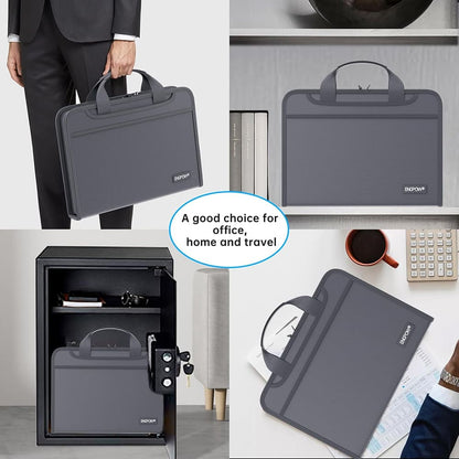 ENGPOW 2200°F Fireproof Accordion File Organizer with Handle: 13 Pockets (Gray)