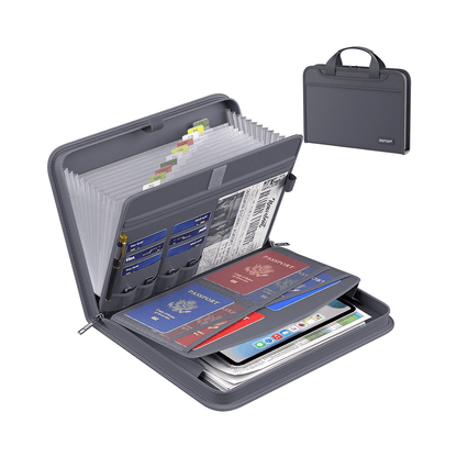 ENGPOW 2200°F Fireproof Accordion File Organizer with Handle: 13 Pockets (Black)