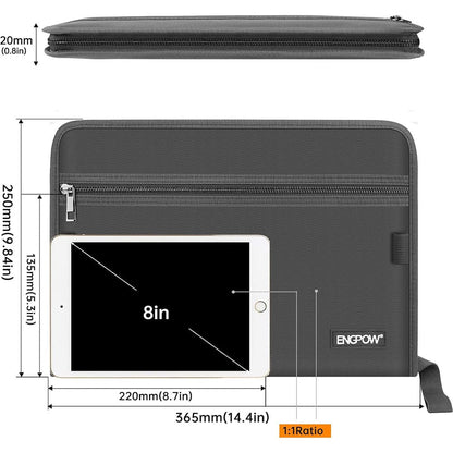ENGPOW Fireproof Accordion File Organizer - Gray (13 Pockets)