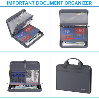 ENGPOW 2200°F Fireproof Accordion File Organizer with Handle: 13 Pockets (Gray)