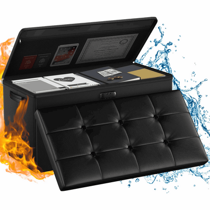 ENGPOW Fireproof Ottoman Storage Bench  Stylish Seat with Hidden Compartment