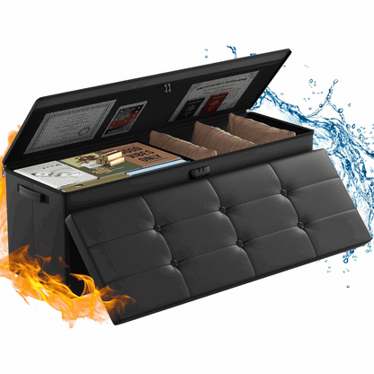 ENGPOW Fireproof Ottoman Storage Bench  Stylish Seat with Hidden Compartment