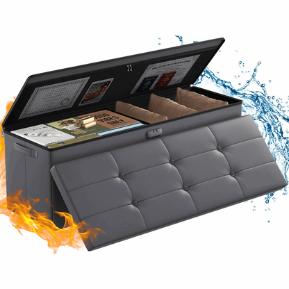 ENGPOW Fireproof Ottoman Storage Bench  Stylish Seat with Hidden Compartment