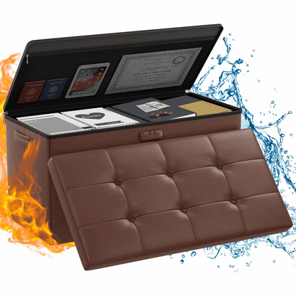 ENGPOW Fireproof Ottoman Storage Bench  Stylish Seat with Hidden Compartment