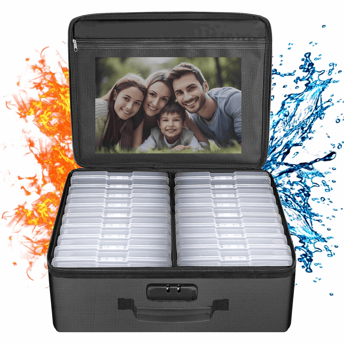 ENGPOW Fireproof & Water-Resistant Photo Storage Box with Lock