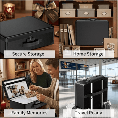 Engpow Fireproof Photo Organizer Contains 16 Transparent 4-Inch X 6-Inch Photo Boxes