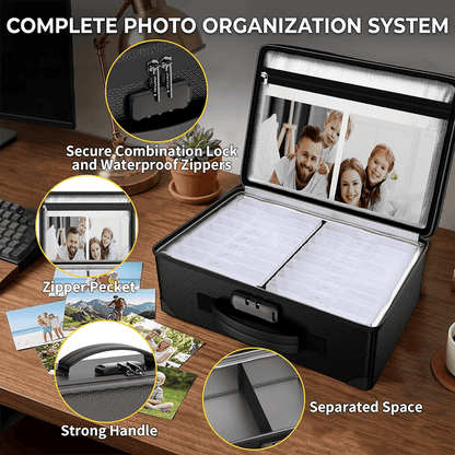 Engpow Fireproof Photo Organizer Contains 16 Transparent 4-Inch X 6-Inch Photo Boxes