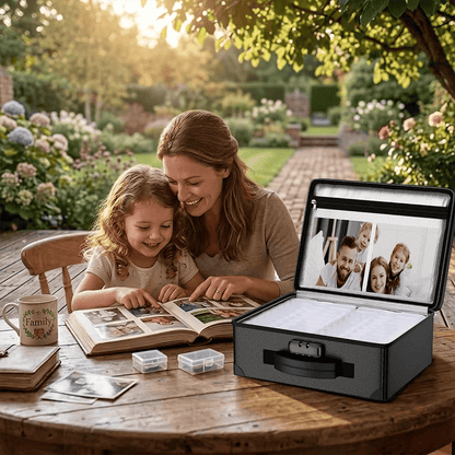 Engpow Fireproof Photo Organizer Contains 16 Transparent 4-Inch X 6-Inch Photo Boxes