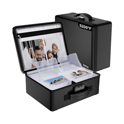 Engpow Fireproof Photo Organizer Contains 16 Transparent 4-Inch X 6-Inch Photo Boxes
