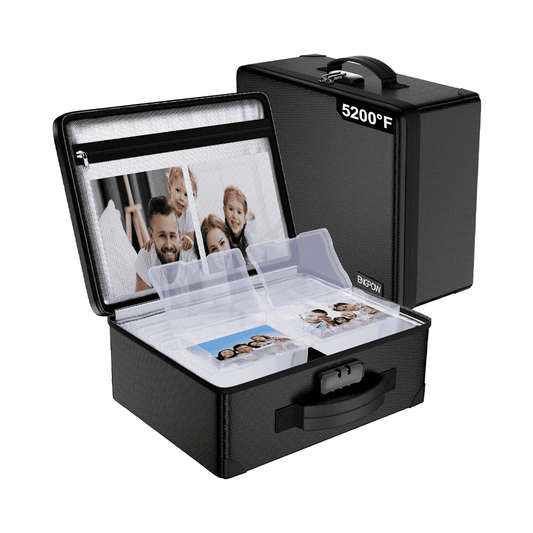 Engpow Fireproof Photo Organizer Contains 16 Transparent 4-Inch X 6-Inch Photo Boxes