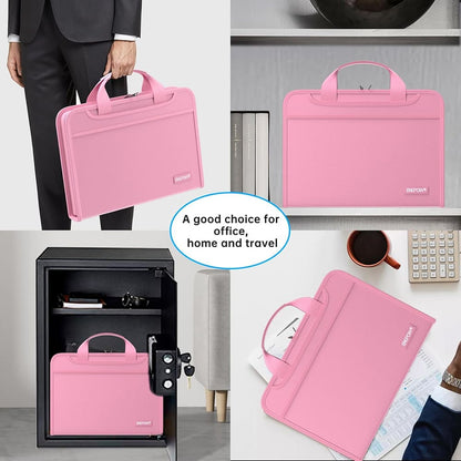 ENGPOW 2200°F Fireproof Accordion File Organizer with Handle: 13 Pockets (Pink)