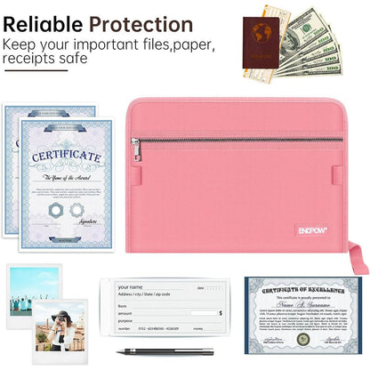 ENGPOW Fireproof Accordion File Organizer - Pink (13 Pockets)
