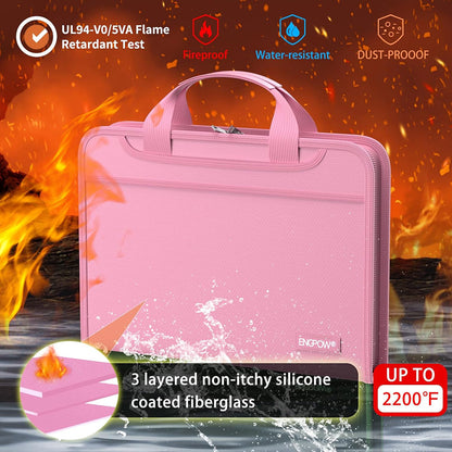 ENGPOW 2200°F Fireproof Accordion File Organizer with Handle: 13 Pockets (Pink)