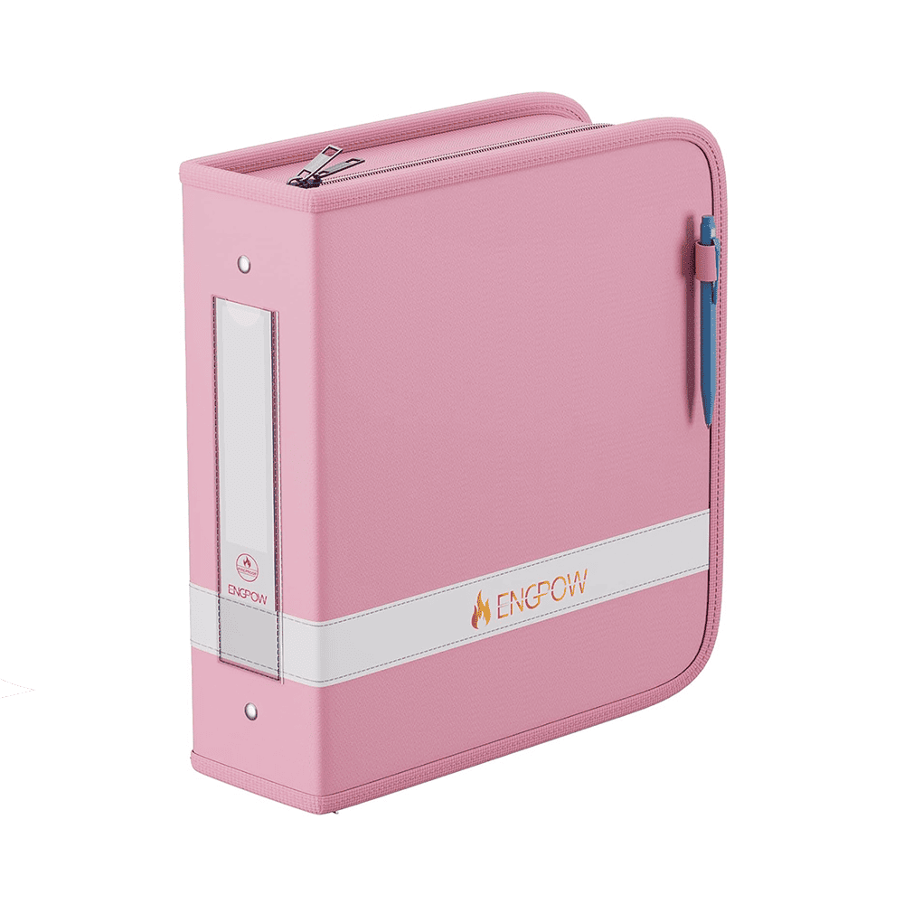 ENGPOW Fireproof 3 Ring Binder with Zipper Waterproof Document Organizer