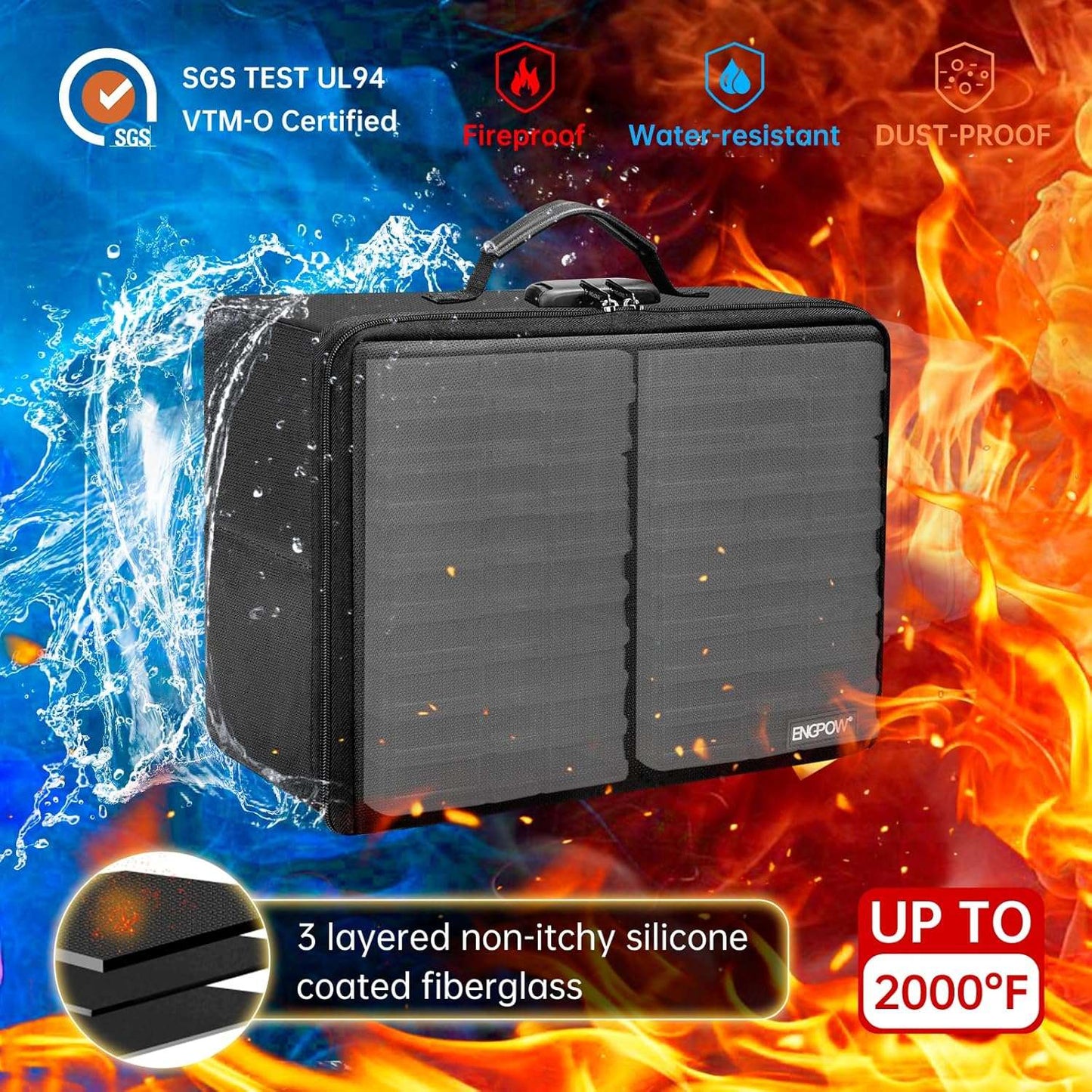 ENGPOW Photo Storage Box with 18 Inner 4" x 6" Photo Case(Clear),Fireproof Photo Organizer Box with Lock,Collapsible Portable Photo Storage Containers with Handles for Photos,Picture,Valuables