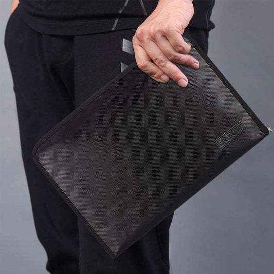 ENGPOW Fireproof File Folder Fireproof Fire and Water Resistant Money Document Bag with A4 Size 13 Pockets Zipper Closure Non-Itchy Silicone Coated Portable Filing Organizer Pouch(14.3" x 9.8")
