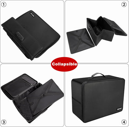 ENGPOW Fireproof Document Organizer Box with Lock,Collapsible Hard File Storage Box,Multi-Layer Waterproof Portable Travel Home Filing Storage Fireproof Safe for Important File,Cash,Letter/Legal Size