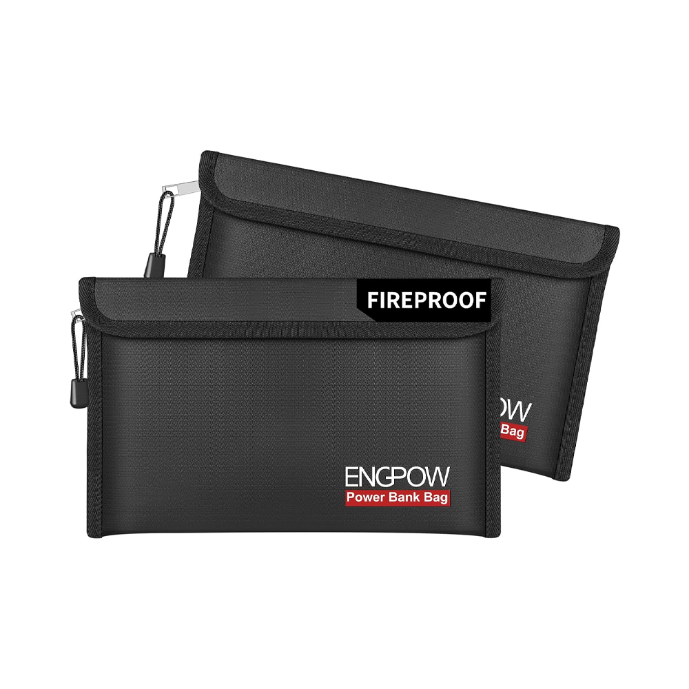 ENGPOW Fireproof Power Bank Bag: Explosion-Proof Electronic Case (9"x7")