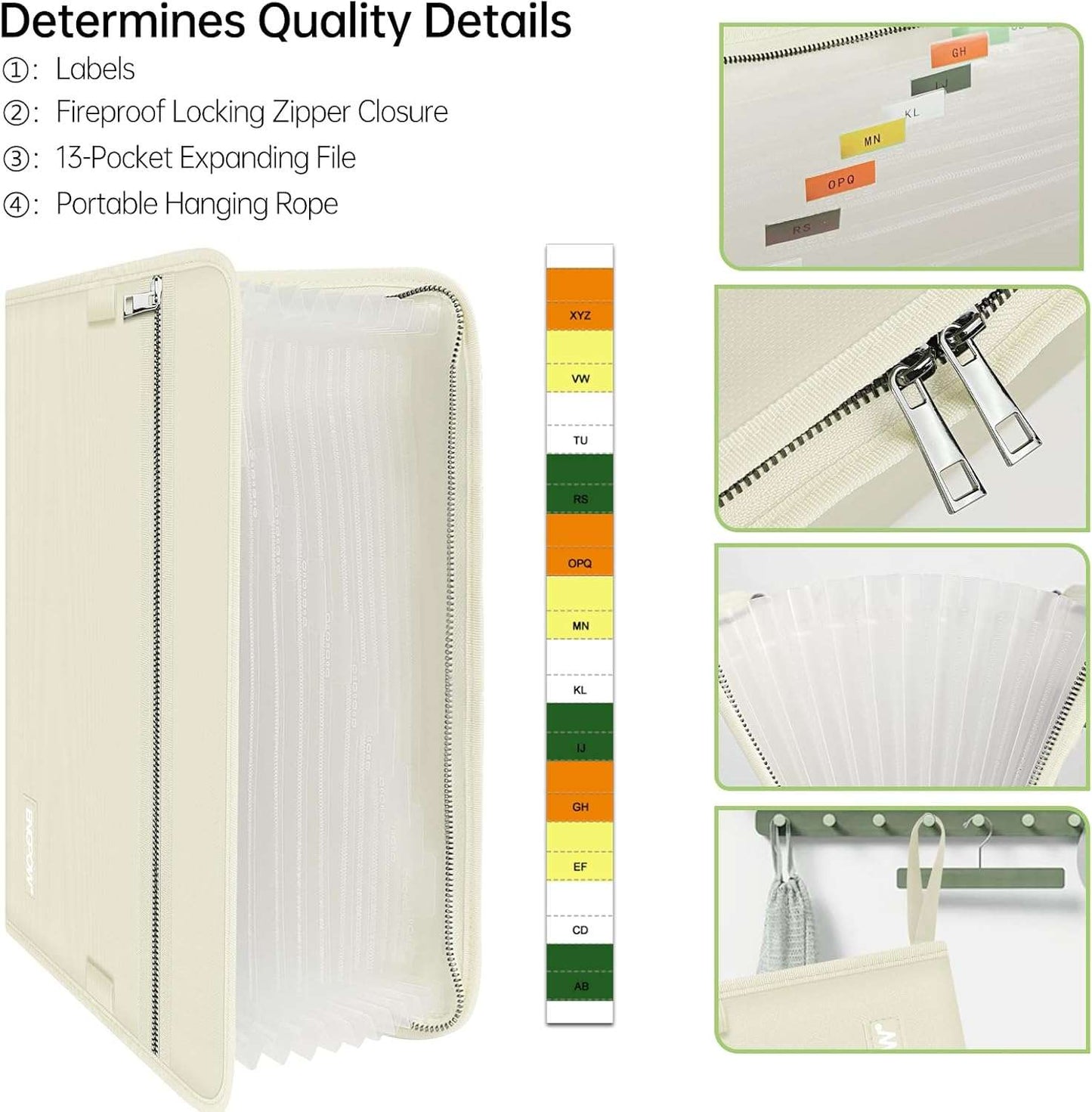 ENGPOW Fireproof & Water-Resistant 13-Pocket Accordion File Folder Organizer
