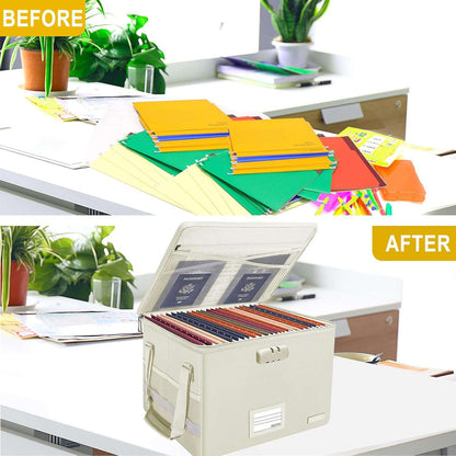 ENGPOW File Box with LockFireproof Document Box with Pockets