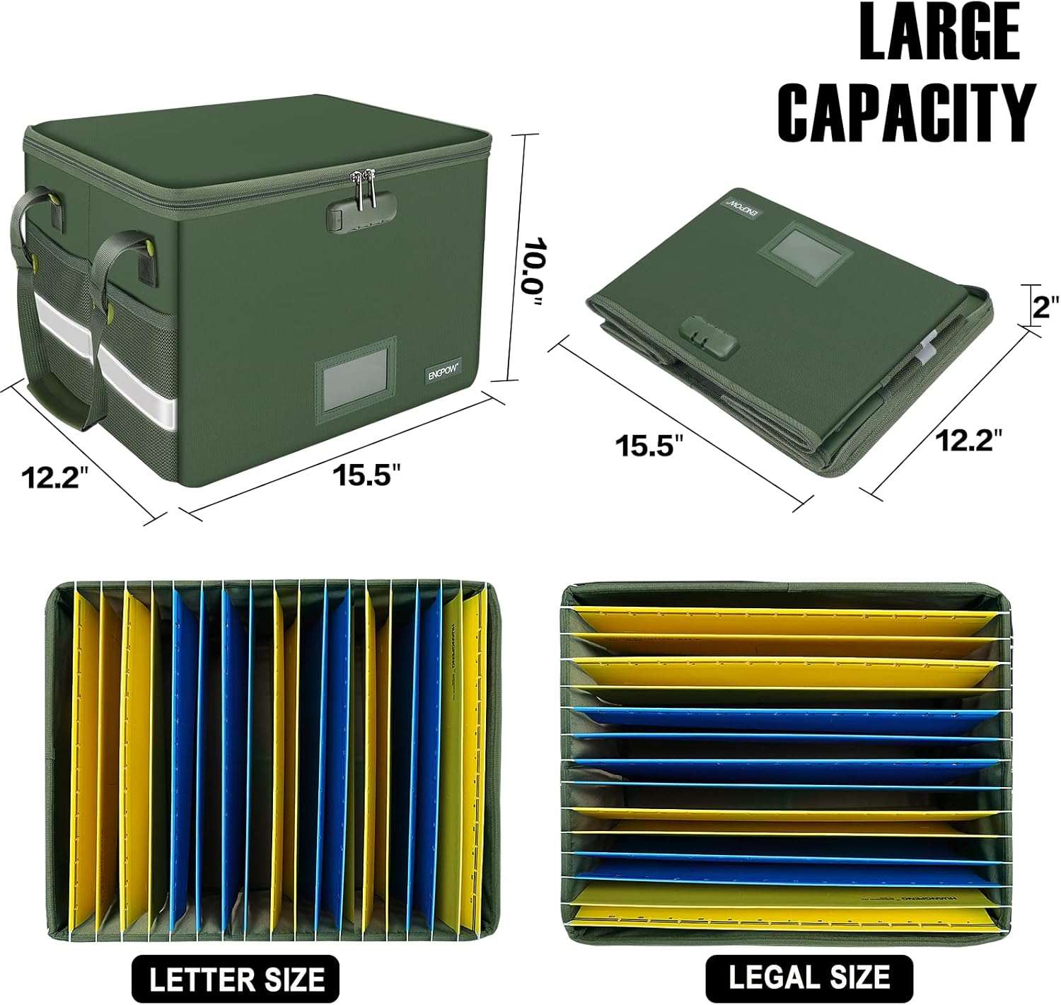ENGPOW Fireproof & Water‑Resistant Collapsible Document Box with Lock