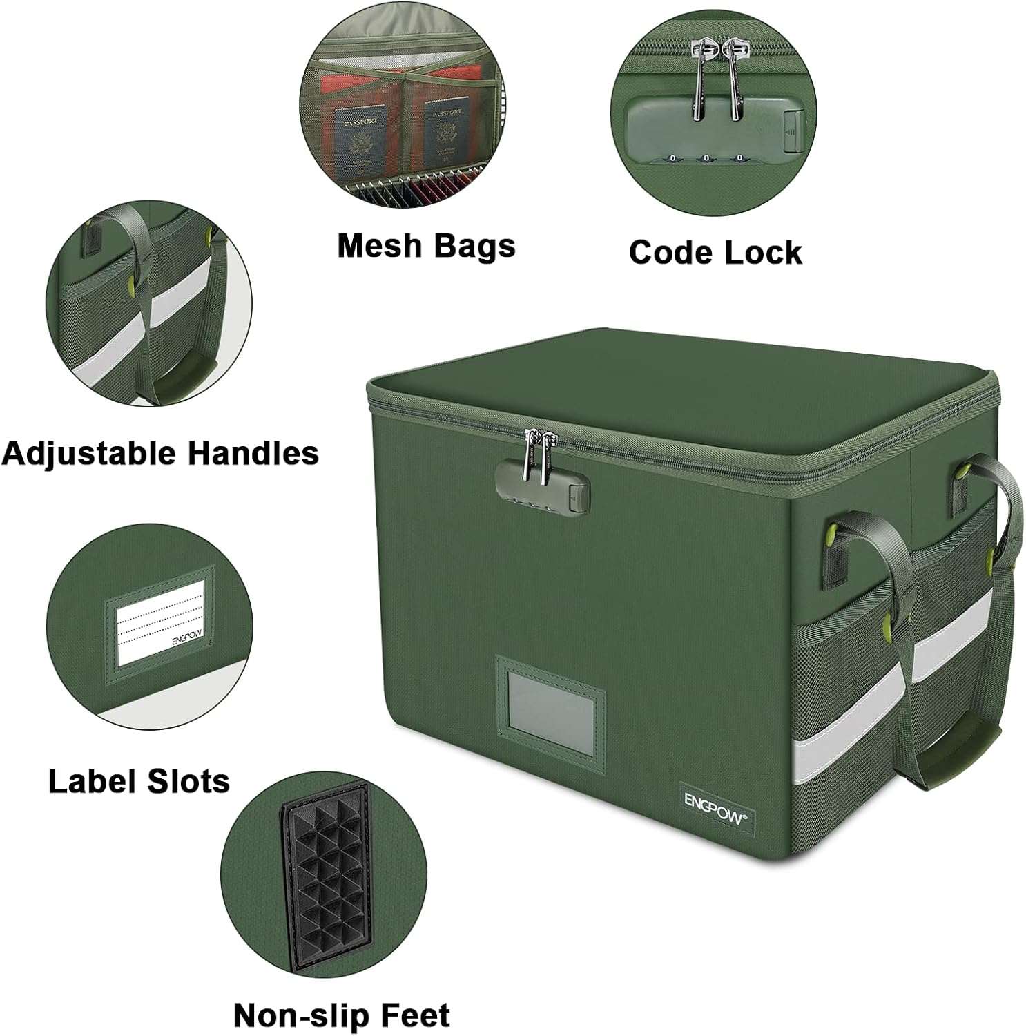 ENGPOW Fireproof & Water‑Resistant Collapsible Document Box with Lock