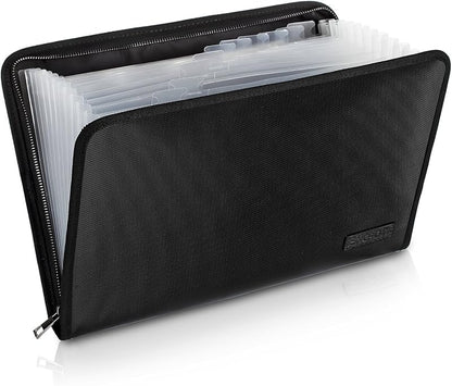 ENGPOW Accordion File Organizer,Fireproof 13 Pockets Expanding File Folder,Document Organizer Folder with Zipper＆Labels,Portable Home Travel Safe Storage for Letter A4 Files and More,Beige